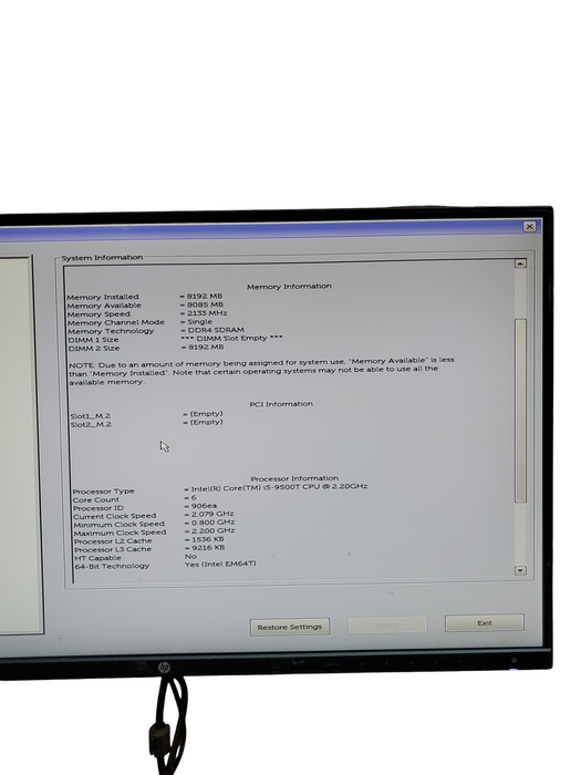 DELL OPTIPLEX 3070 SFF I5-9500T 2.2GHz 8GB DDR4 RAM NO-HDD/SSD