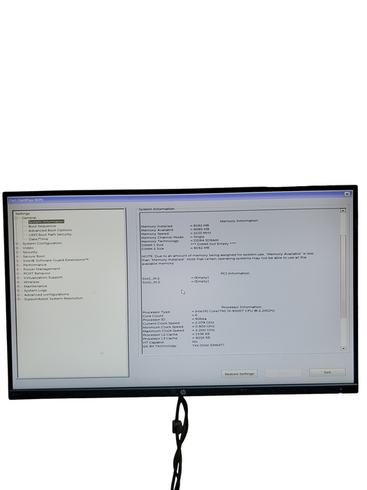 DELL OPTIPLEX 3070 SFF I5-9500T 2.2GHz 8GB DDR4 RAM NO-HDD/SSD
