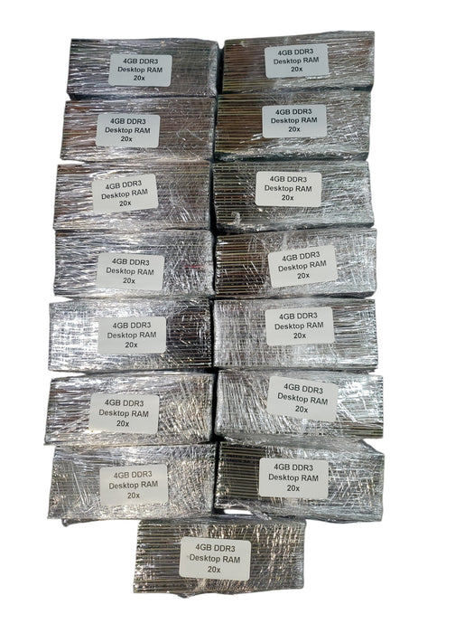 Lot of 300x, Assorted Non Heat Sink 4GB DDR3 Desktop RAM