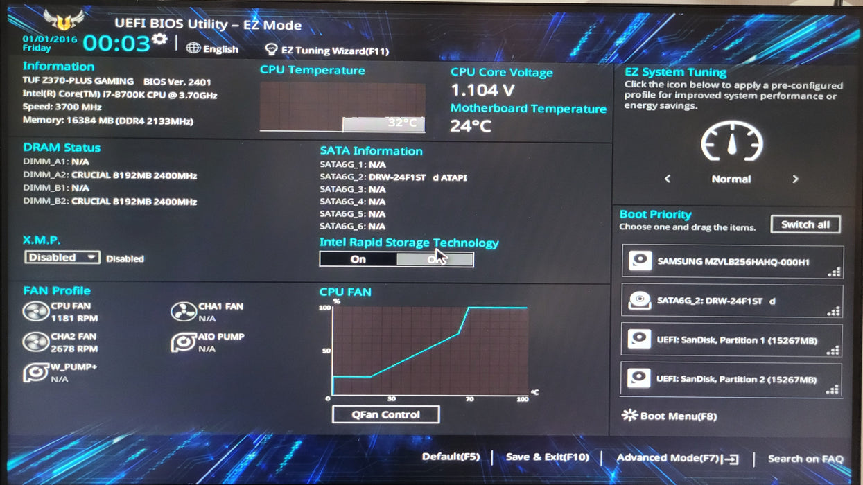Custom PC/ TUF Z370-PLUS | i7-8700 @3.70GHz 16GB DDR4 256GB NVMe | Radeon R7 200