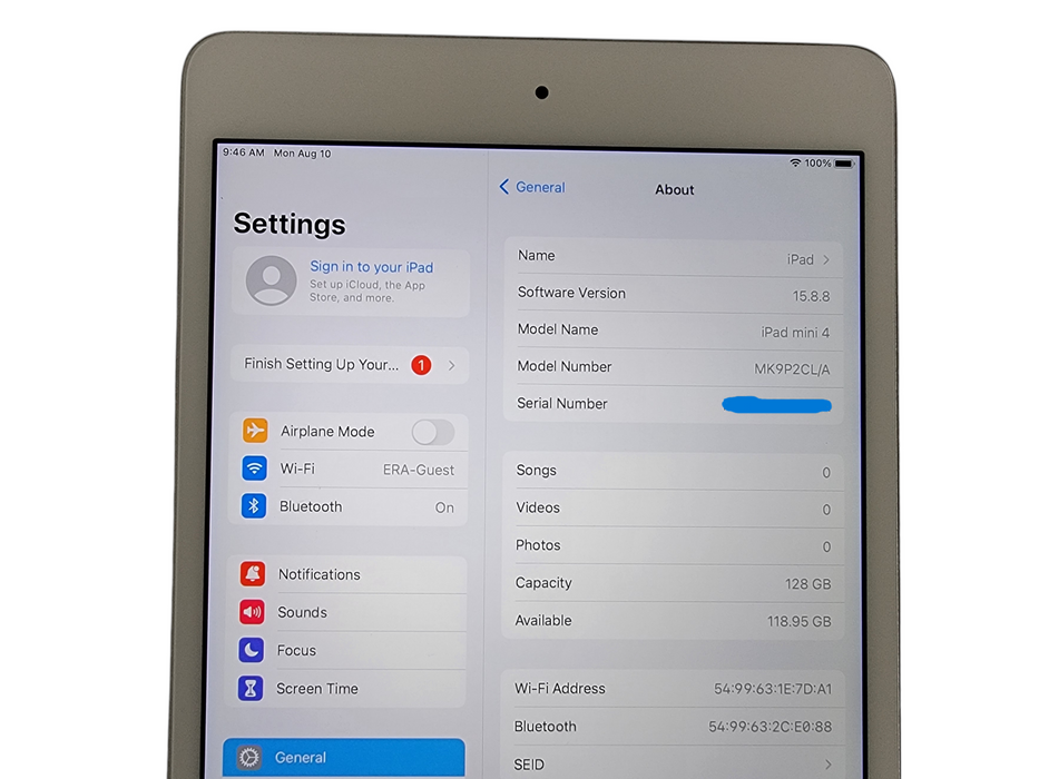 Apple iPad mini 4th Gen - 128GB - Silver [A1538]