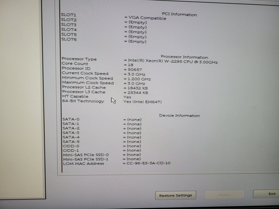 Dell Precision T5820 - Xeon W-2295 16GB DDR4 NO HDD 950W PSU