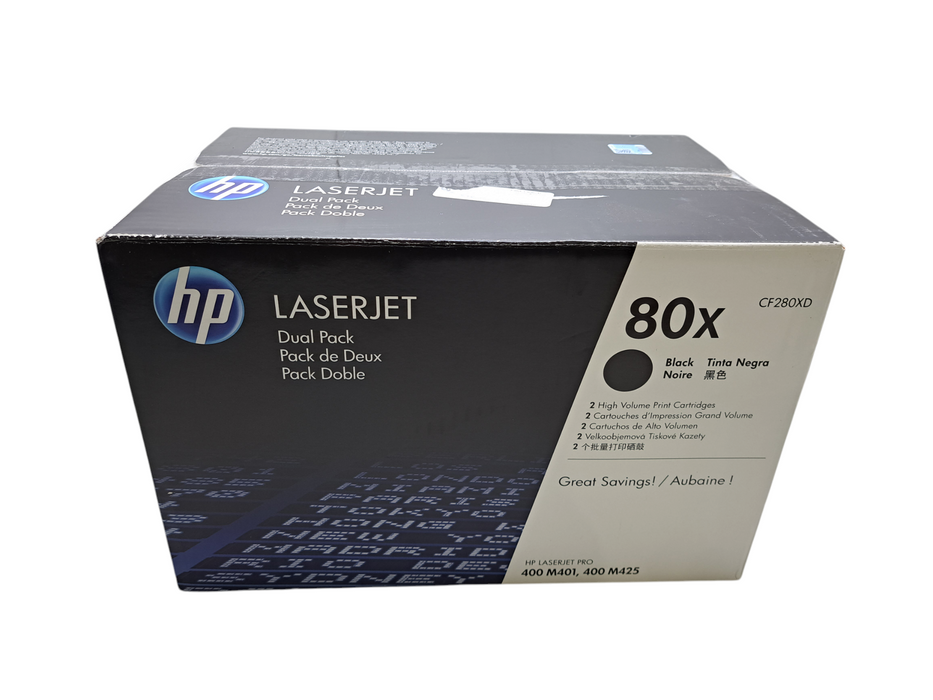 HP 80X Dual Black Toner CF280XD - LaserJet Pro 200 M401, 400 M425 (Open Box)