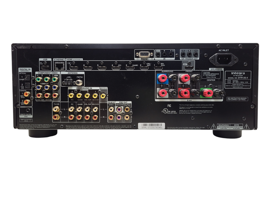 Integra DTR-20.4 5.2 Channel AV Receiver Tested | NO REMOTE