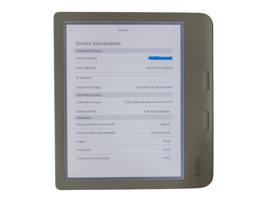 Kobo Libra Colour - 32GB - White [N428] READ