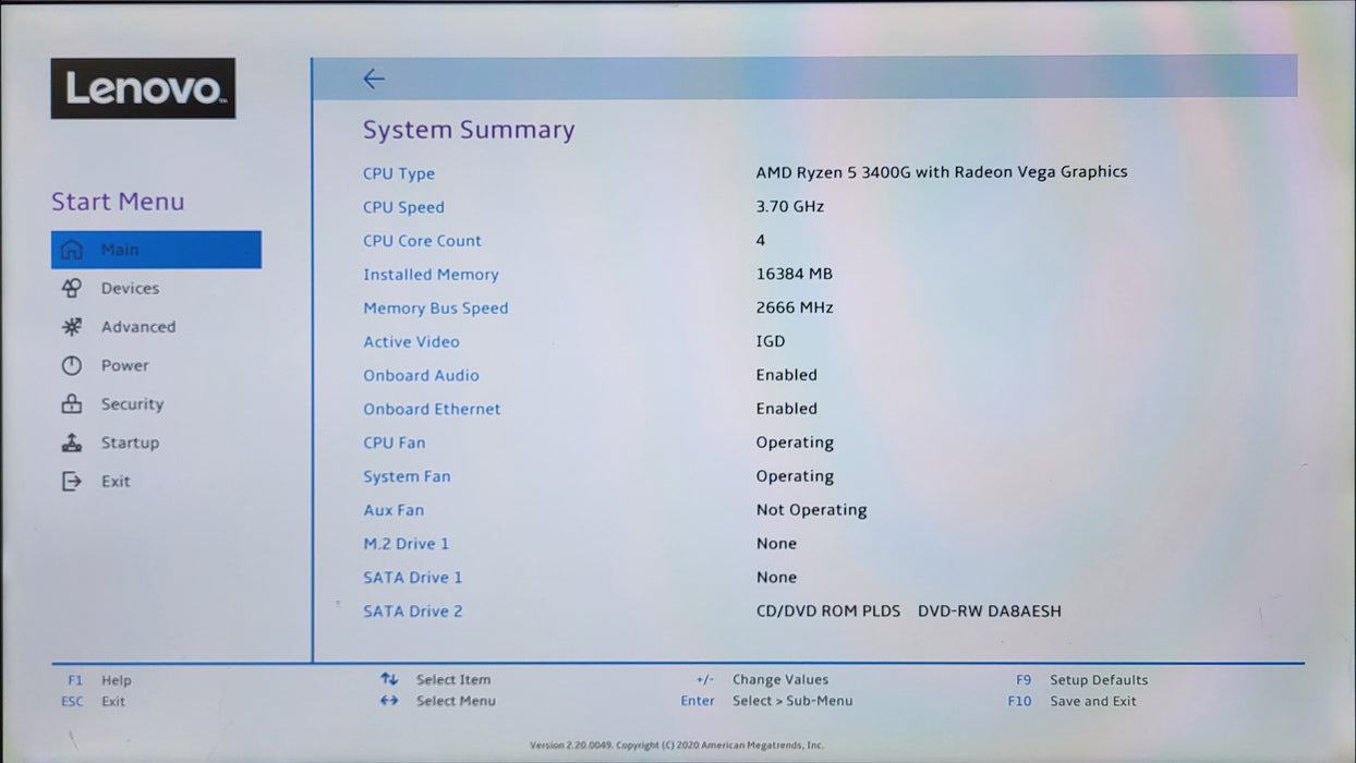 Lenovo IdeaCentre 510A-15ARR , Ryzen 5 3400G, 16GB DDR4, No HDD
