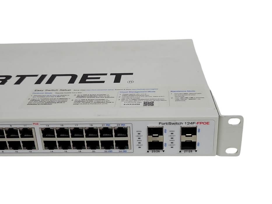 Fortinet FS-124F-FPOE 24-Port Gigabit Ethernet FortiSwitch, READ