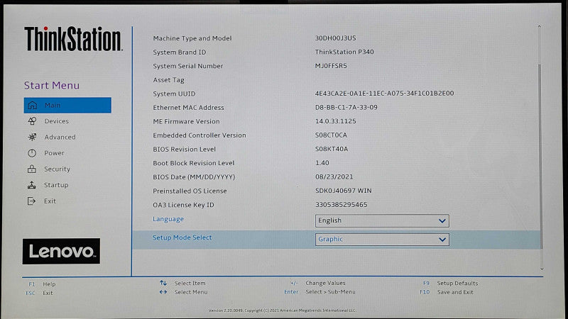 Lenovo ThnkStation P340, Core i7-10700 8-Core 2.9GHz, 32GB RAM, 512GB Nvme