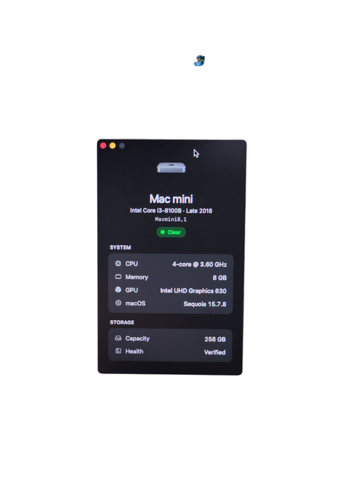 Apple Mac Mini 8,1 Late 2018 - Intel Core i3-8100B 8GB RAM 256GB SSD