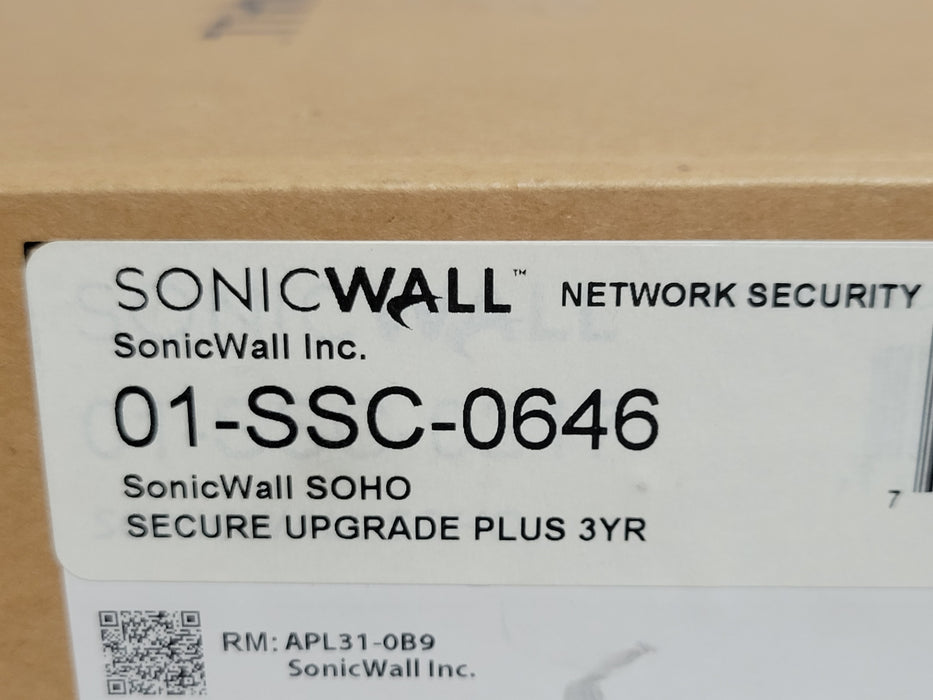 New SonicWall 01-SSC-0646 SOHO Gen 6 Firewall Secure Upgrade Plus 3Yr APL31-0B9