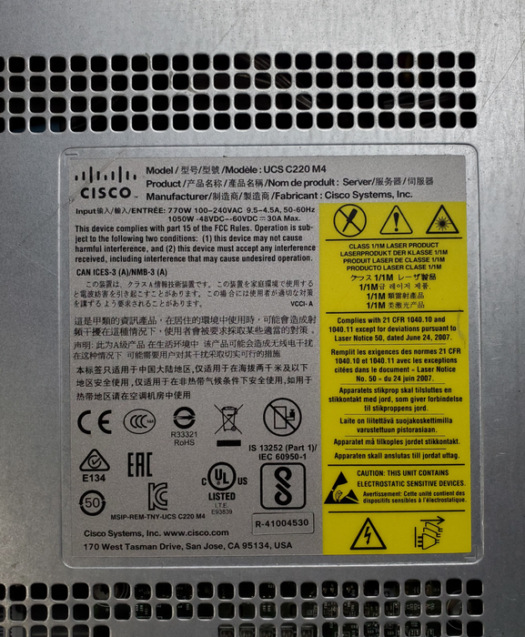 Cisco UCS C220 M4 - 1x Xeon E5-2609 v3, 32GB DDR4 - No HDD
