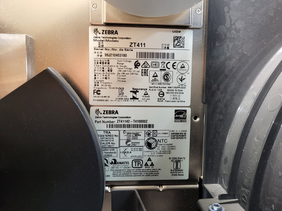 Zebra ZT411 Thermal Transfer Label Printer Peel Full Rewind LAN USB