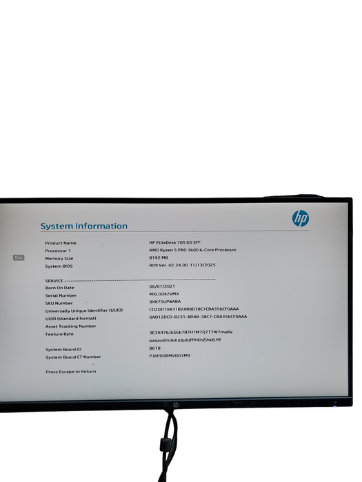HP ProDesk 705 G5 SFF AMD Ryzen 5 Pro 3600 3.6 GHz 8GB NO-HDD/SSD hp radeon R7