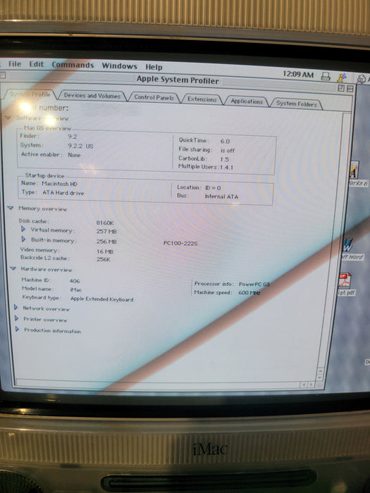 Apple iMac G3 600 MHz M5521 256MB RAM 40GB HDD | READ!!