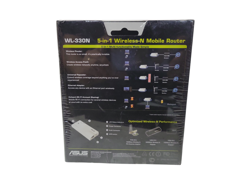 ASUS WL-330N3G - Router wireless - 802.11b/g/n - 2,4 GHz 3g sharing