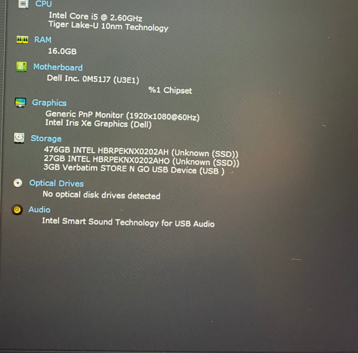 Dell Latitude 5420 Intel Core i5-1145G7 2.60GHz 16GB RAM 512GB SSD READ