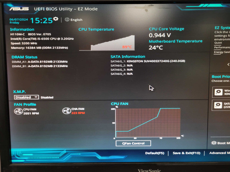 Custom/Asus PC, Core I5-6500 3.2GHz, 16GB DDR4, 240GB SSD, 500W PSU, SEE _