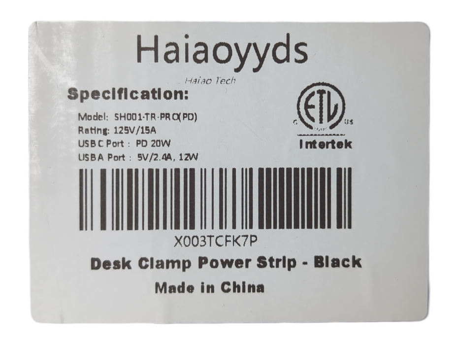 Haiaoyyds SH001-TR-PRO Recessed Desk Power Strip - USB-C PD