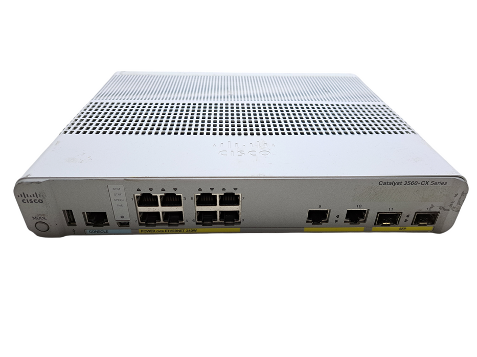 Cisco WS-C3560CX-8PC-S V03 | 8-Port Gigabit PoE+ 240W Silent Switch 2x SFP