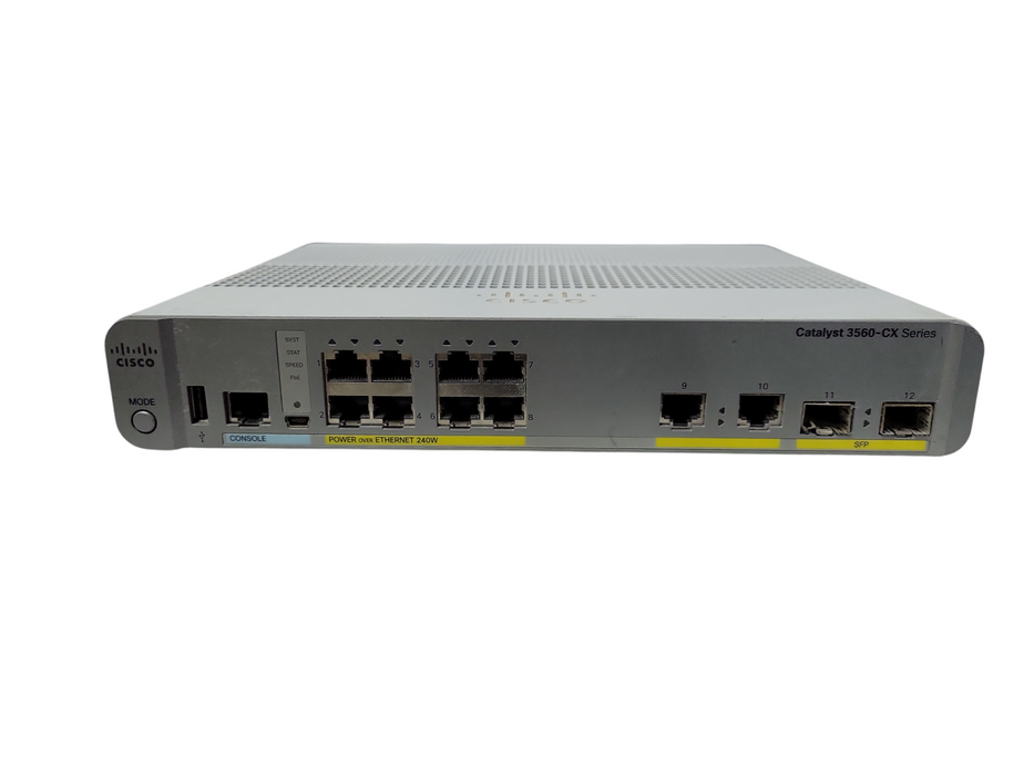 Cisco WS-C3560CX-8PC-S V03 | 8-Port Gigabit PoE+ 240W Silent Switch 2x SFP