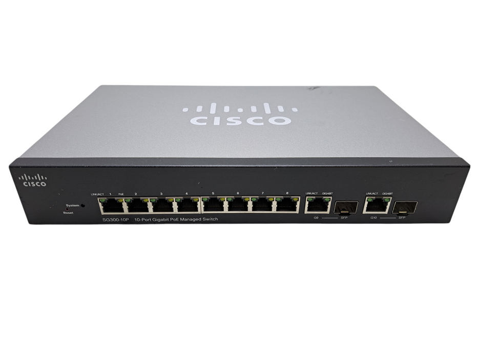 Cisco SG300-10P | 10-Port Gigabit PoE Managed Switch No AC