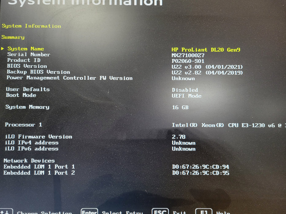 HPE ProLiant DL20 Gen9| Xeon E3-1230 v6 @3.70GHz 16GB DDR4 | NO HDD | B140i