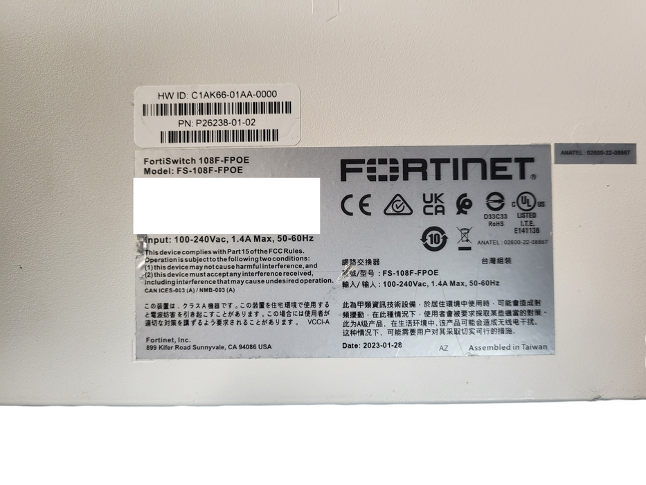 Fortinet Fortiswitch FS-108F-FPOE 8 Port Managed Ethernet Switch