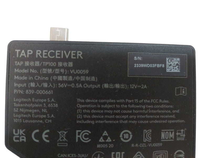 Logitech Tap Receiver Touch Cat5e Model: VU0059 =