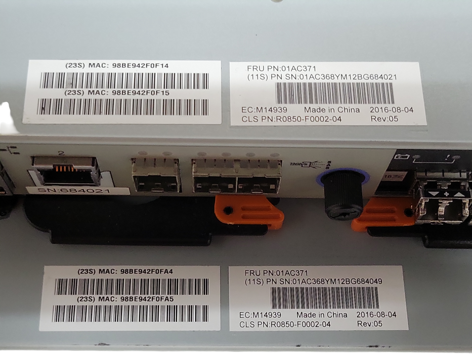 Lot of 2x IBM 01AC371 01AC368 R0850-F0002-04 Storwize V5020 Node Canisters