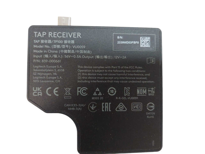 Logitech Tap Receiver Touch Cat5e Model: VU0059 =