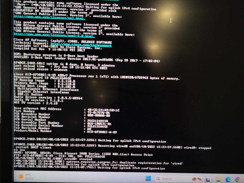 Cisco AIR-AP3802I-A-K9 802.11AC DUAL BAND AP, Factory Reset $
