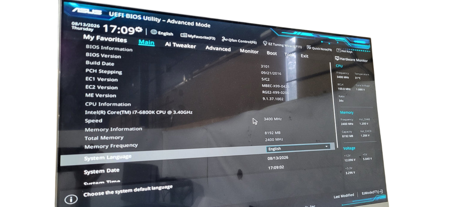 CUSTOM Desktop PC ASUS X99-M WIFI WS i7-6800K CPU | No RAM & No HDD W/ 750W Gold