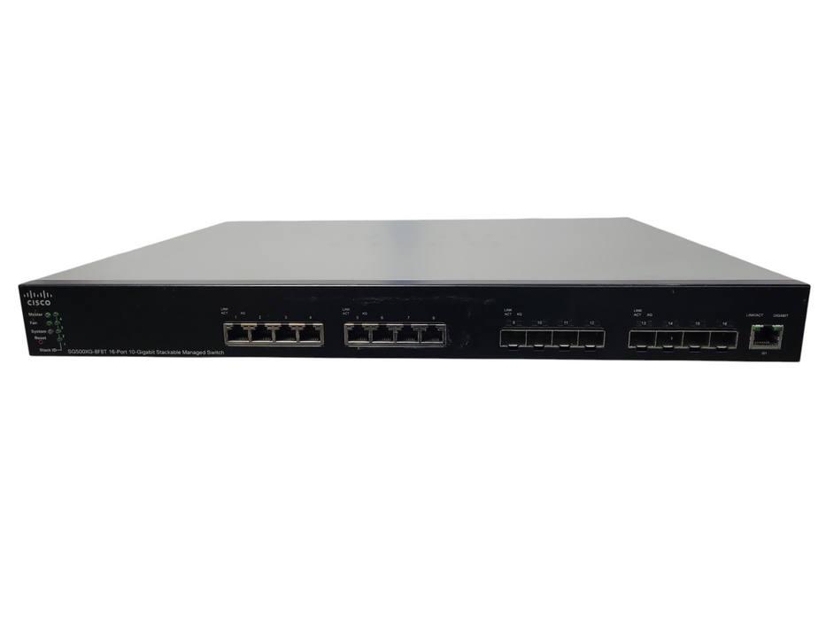 Cisco SG500XG-8F8T 16-Port 10-Gigabit Stackable Managed Switch 8x RJ-45, 8x SFP+