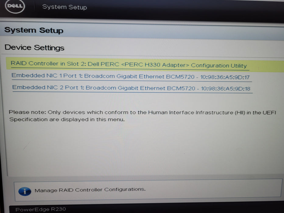 Dell PowerEdge R230 - Xeon E3-1230 v5 16GB PERC H330 250W PSU