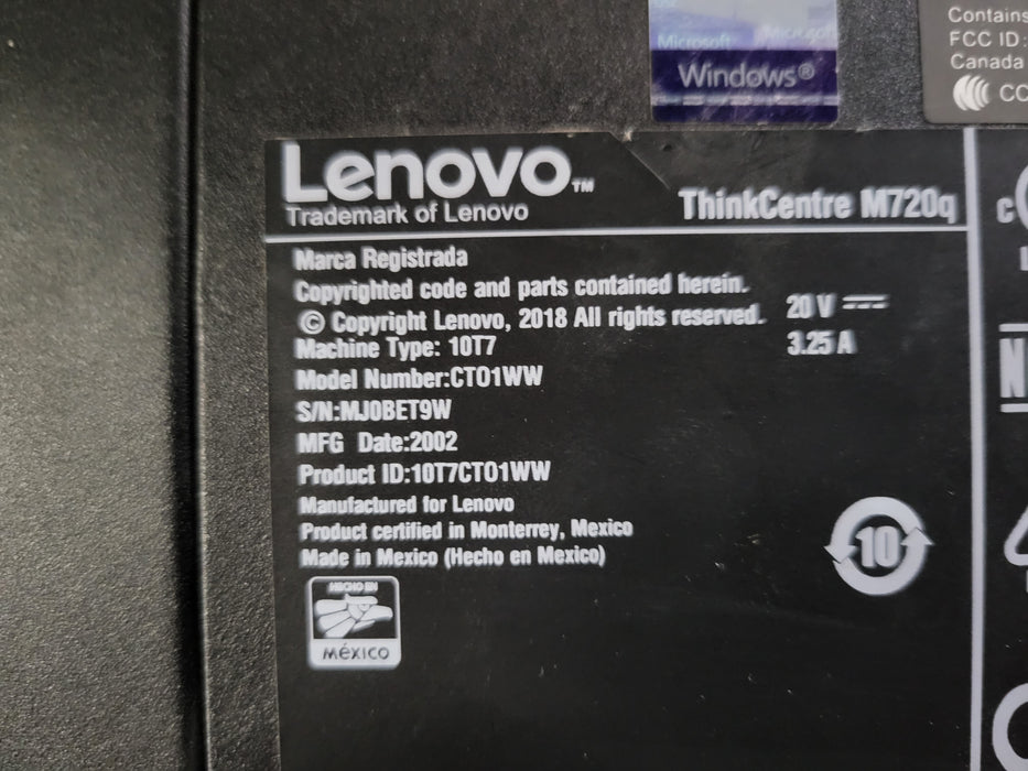 Lenovo ThinkCentre M720q, Core i5-8500T 2.10GHz 16GB DDR4 256GB M.2 SSD