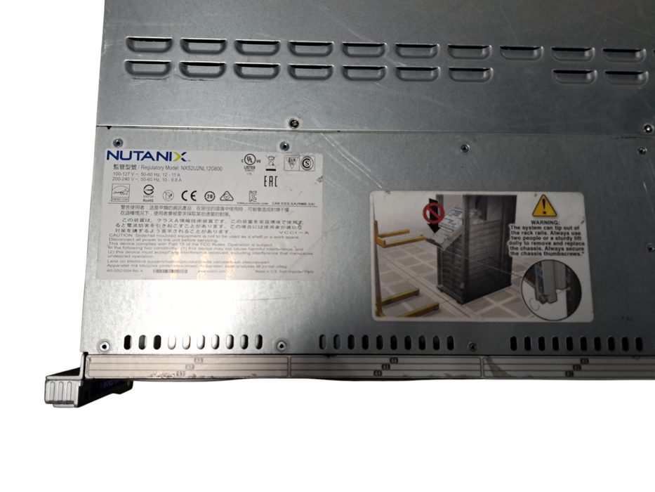 Nutanix NXS2U2NL12G600 12x 3.5" Barebones Server | 1x Node | 2x 2200W PSU | READ