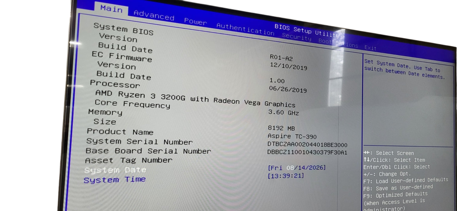 Acer Aspire TC-390-EB12  Ryzen 3-3200G W/ Vega Graphics | 8GB DDR4 |1TB HDD