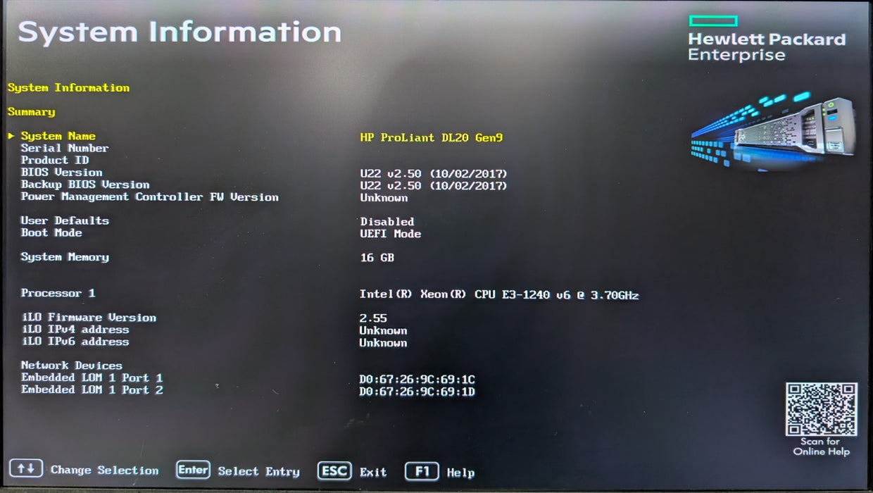 HP ProLiant DL20 Gen9 4x2.5", Xeon E3-1240v6, 16GB DDR4, B150i, H240