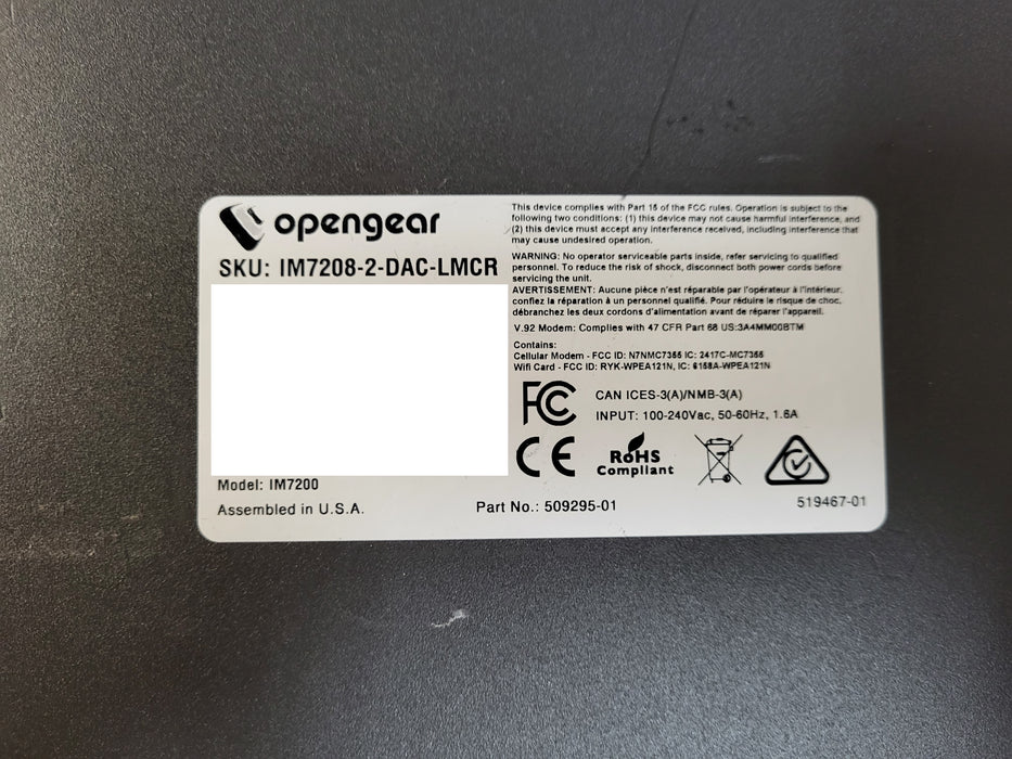 Opengear Console Manager 7200 48 Port Infrastructure Management IM7208-2-DAC