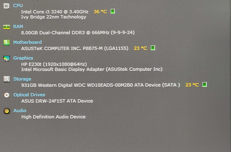 Custom PC/ASUS P8B75-M, i3-3240 3.40GHz, 8GB DDR3, 1TB HDD