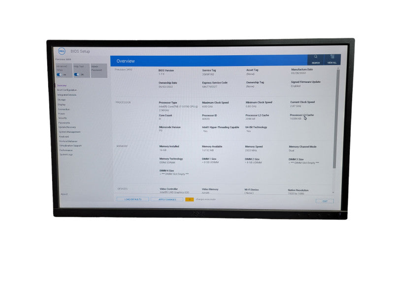 Dell Precision 3450 SFF PC Intel i7 - 10700 CPU @ 2.90GHz 16GB DDR4 Ram  Î¸