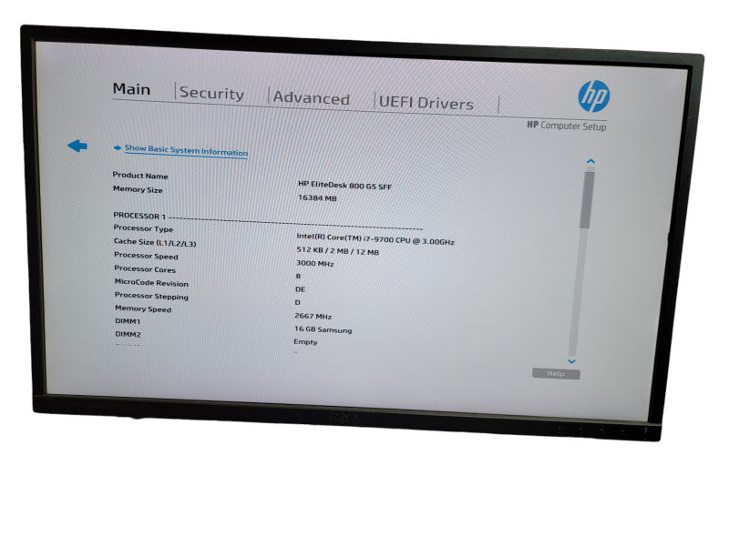 HP EliteDesk 800 G5 SFF Intel i7 - 9700 CPU @ 3.00GHz 16GB DDR4 QÎ¸