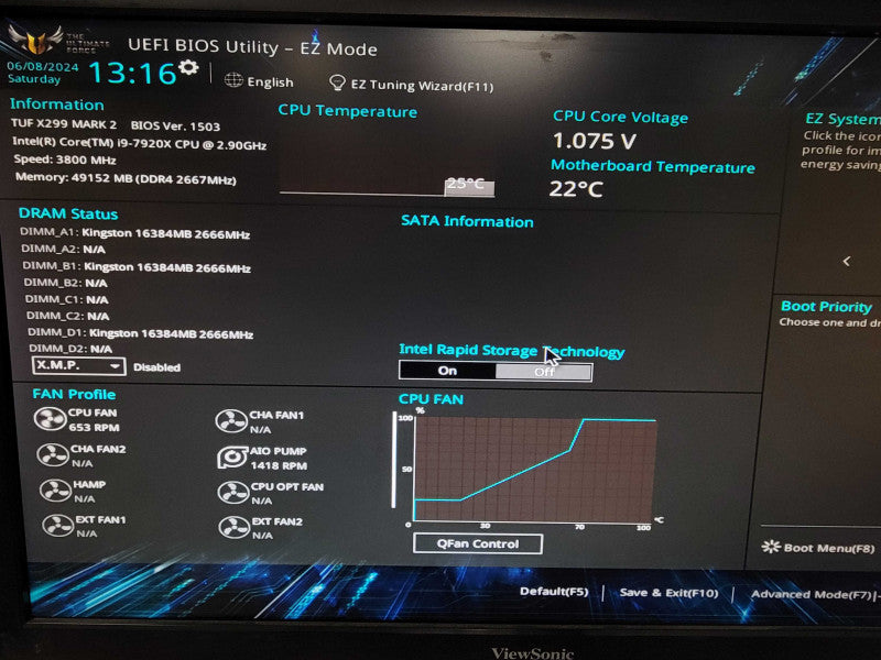 Custom Asus TUF X299 Mark2 PC, Core I9-7920X 2.9GHz, 48GB DDR4, READ  _