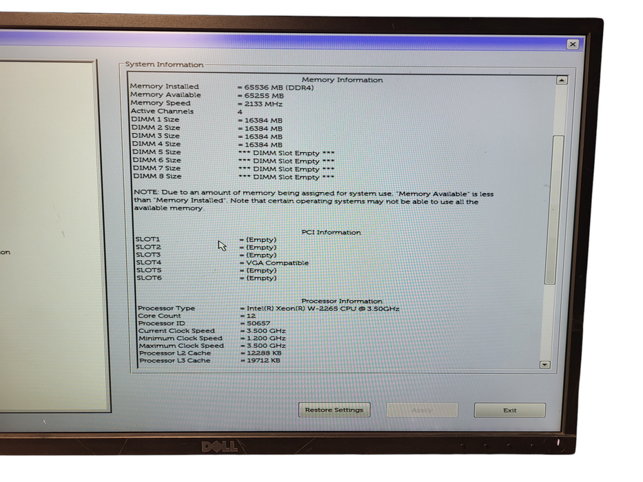 Dell Precision 5820 Tower W-2265 @ 3.5GHz 64GB DDR4 P2000 GPU 950W PSU No HDD