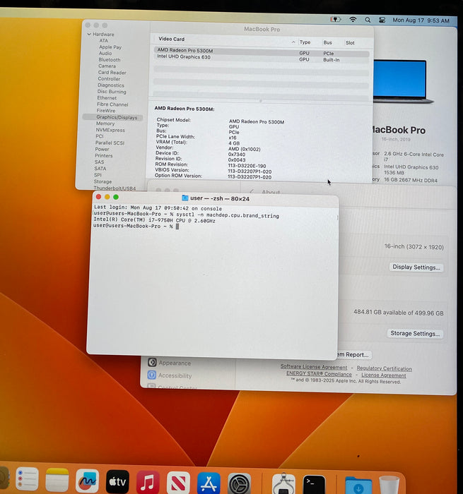 Apple MacBook 16" 2019 i7-9750H 16GB 512SSD Faulty Battery For Parts/Repair READ