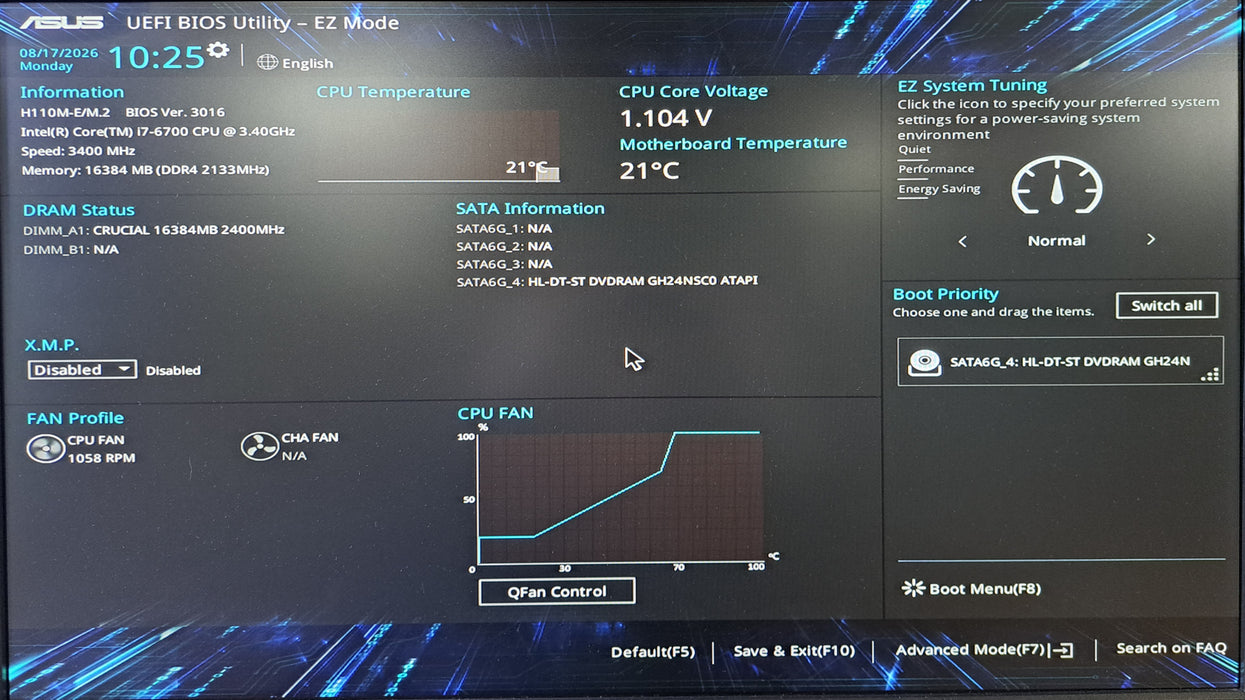Custom PC ASUS H110M-E/M.2| Intel Core i7-6700 @3.40GHz, 16GB DDR4, No HDD, 500W