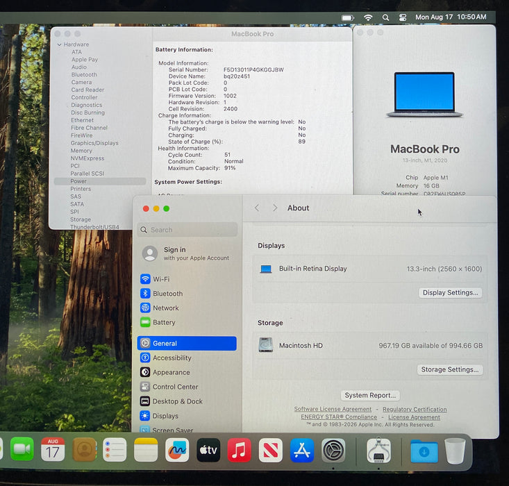 Apple MacBook Pro 13" M1 2020 16GB RAM 1TB SSD No Power Adapter