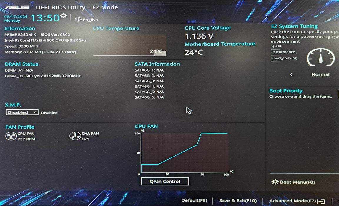 Custom PC | ASUS PRIME B250M-K w/ Intel Core i5-6500, 8GB DDR4, No HDD, 550W
