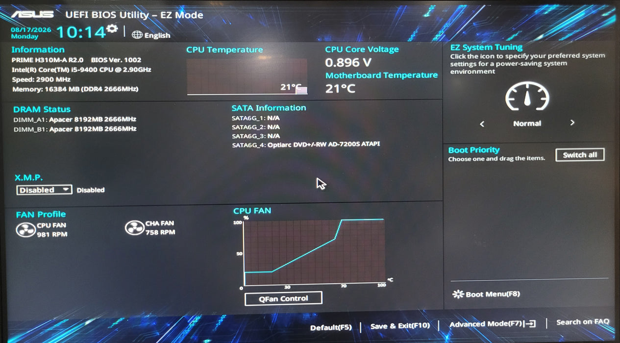Custom PC/Asus PRIME H310M-A R.2| i5-9400 @2.90GHz 16GB DDR4 256GB NVMe