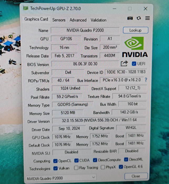 Dell NVIDIA Quadro P2000 5GB GDDR5 Graphics Card | 4x DisplayPort